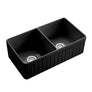 Monterey - 33" Apron Front Double Bowl Convertible Fireclay Farmhouse Kitchen Sink