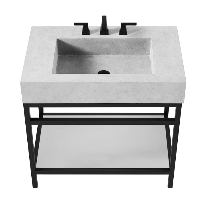 Laguna - Single Bowl Vanity / Floating Concrete Bathroom Sink w/ Stand (Contemporary Concrete)